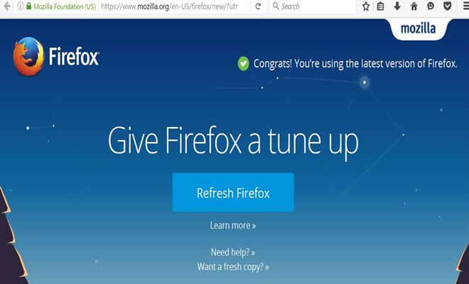 Firefox'u Varsayılan Ayarlara Geri Yükleme